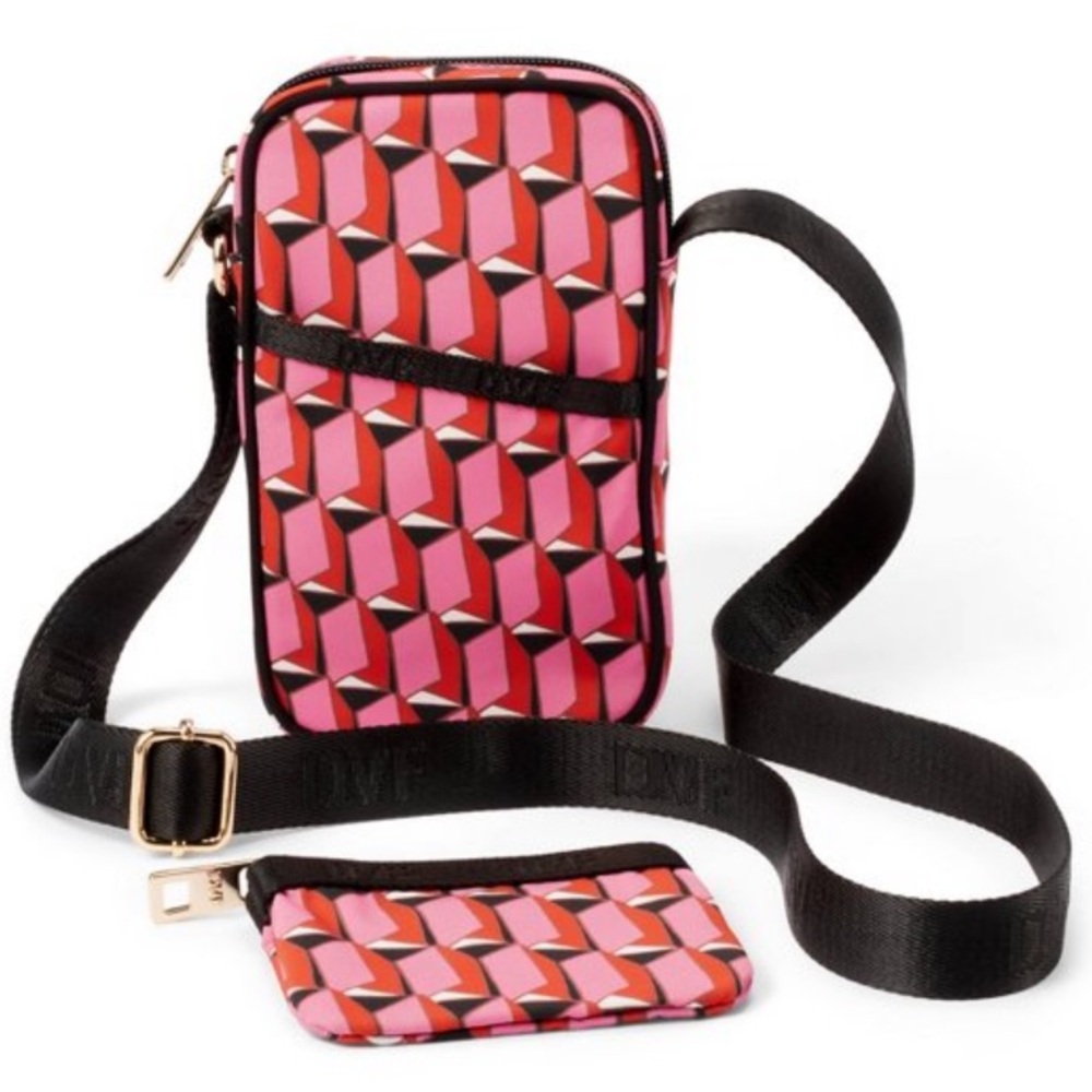 NWT DFV for Target Pink Modern Geo Cellphone Holder with Coin Pouch